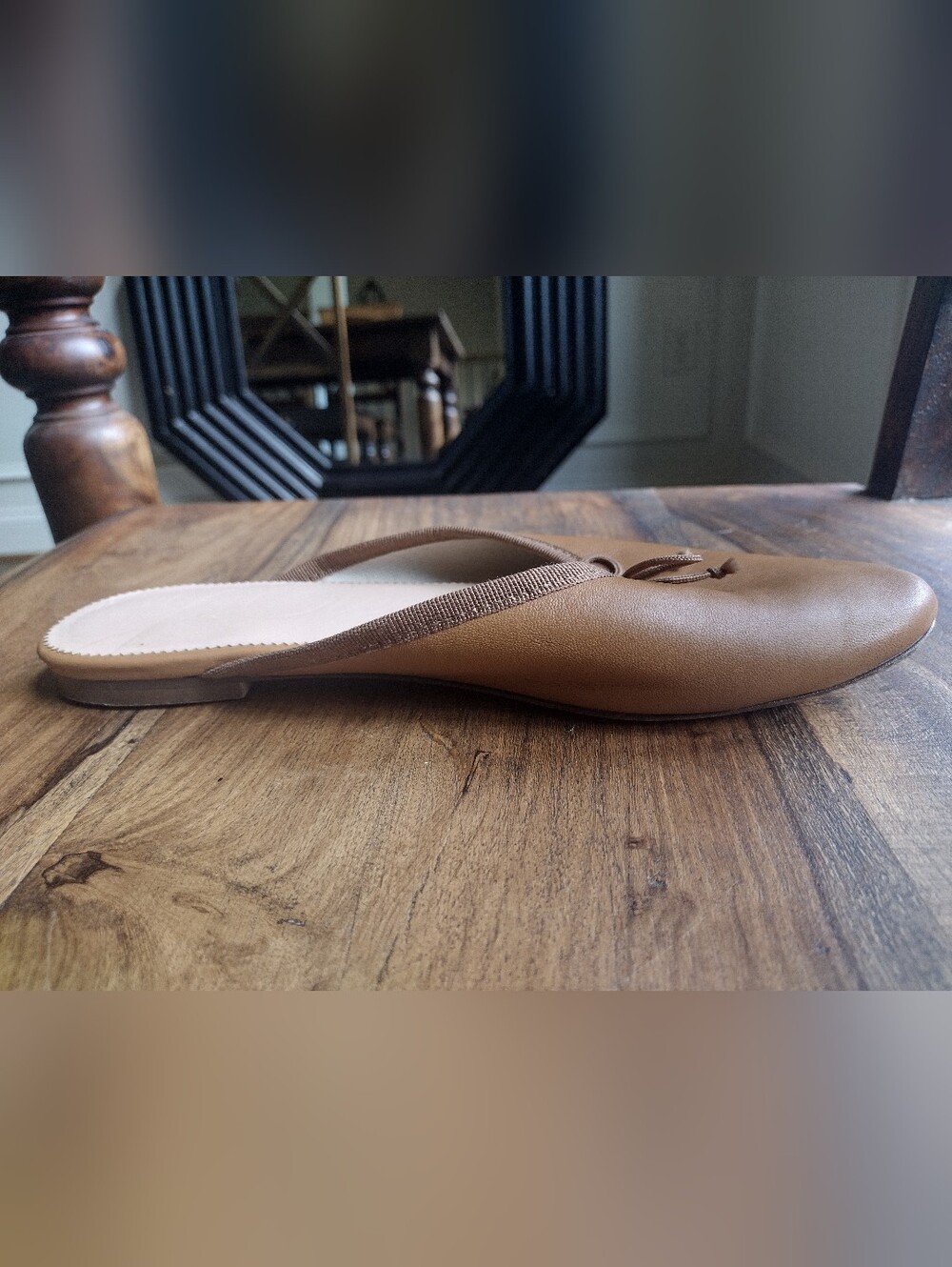 J Crew Tan Leather Zoe Ballet Mules Size 7-7.5 - Picture 3 of 6
